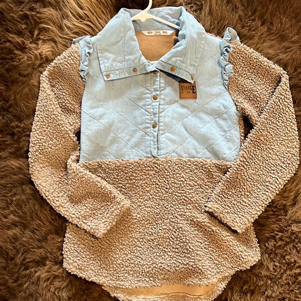 Paige 1912 Denim/Plush Pull Over Size Small